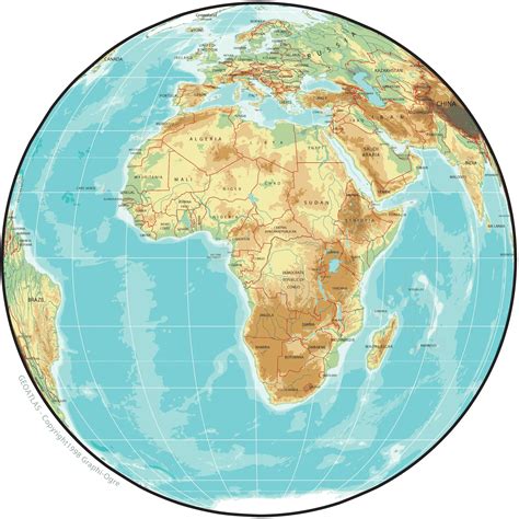 Africa Physical Map Globe - MapSof.net