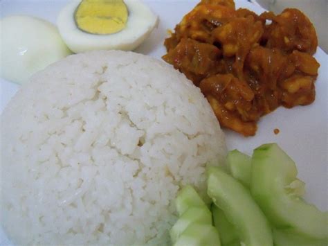 Nasi Lemak...Coconut cream rice with Prawn Sambal