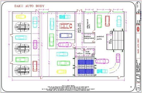 the floor plan for an auto body shop