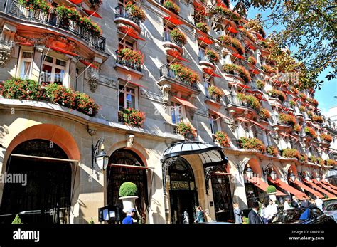 Plaza Athenée palace hotel Montaigne avenue Paris France Europe Stock ...