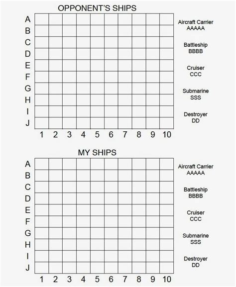 Printable Battleship Game - Printable Words Worksheets