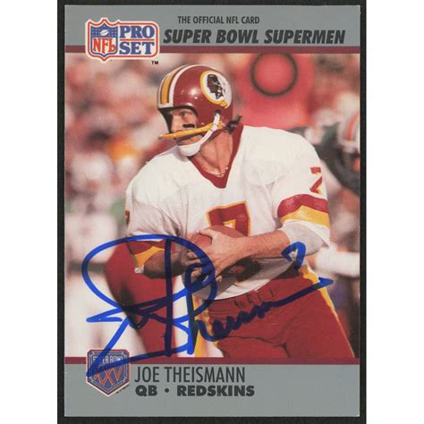 Joe Theismann Signed 1990-91 Pro Set Super Bowl 160 #133 Football Card ...