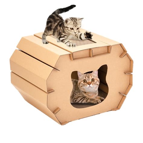 Cat Scratcher Cardboard Harden Cat Scratch Board with Pad Corrugated Cat Scratching House DIY ...