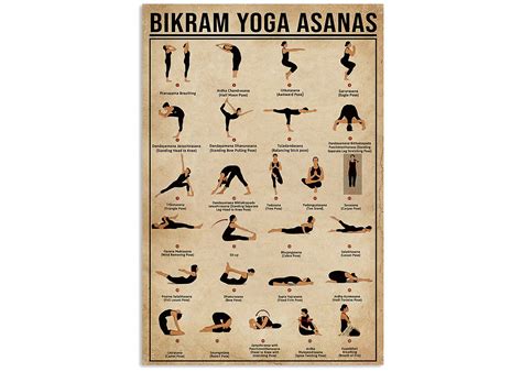 Bikram Yoga Asanas Poster, Yoga Poster, Yoga Knowledge, Yoga Print, Yoga Poses Poster, Yoga ...