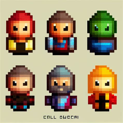 prompthunt: video game character pixel art asset pack of many medieval retro game characters ...