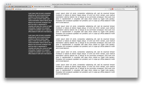 code · Vertical Split Screen CSS Without Background Images
