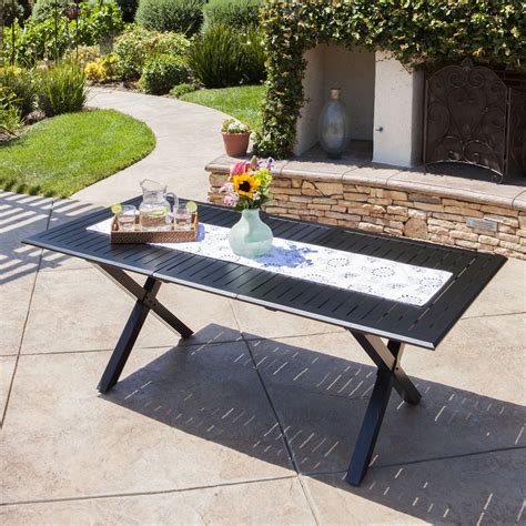 Cascada Outdoor Expandable Cast Aluminum Rectangular Dining Table, Black - Walmart.com