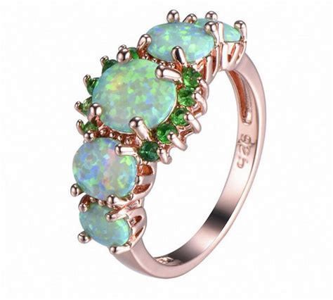 Green Opal Ring Green Opal Set Ring Emerald Green Stone - Etsy