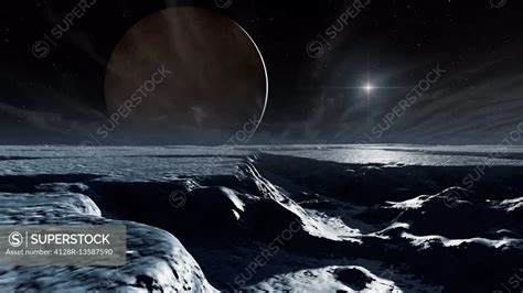 An artist's impression of Charon as it might appear from the surface of ...