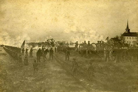 Painting of the Battle of Kirksville, Mo. with perspective of the rear ...