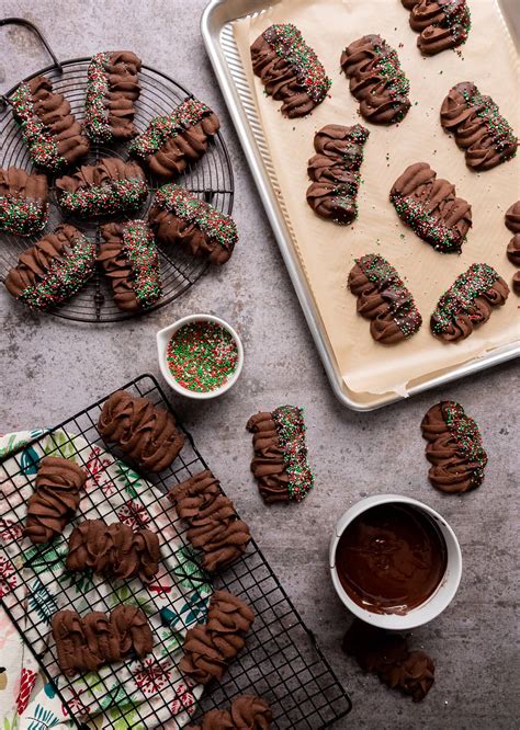 Chocolate Dipped Chocolate Viennese Butter Cookies