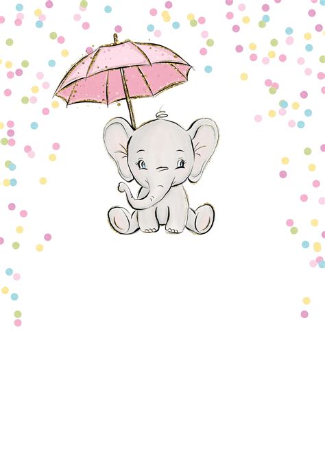 Cute Elephant - Baby shower invitation Template | Greetings Island | Elephant template, Baby ...