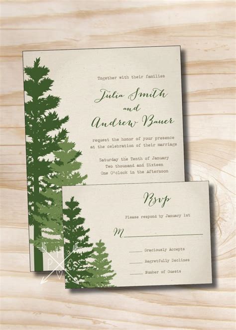 RUSTIC PINE TREE Wedding Invitation And Response Card Invitation Suite #2670764 - Weddbook