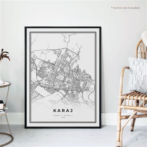 Karaj Map Print Karaj Street Map Posteriran Modern | Etsy UK