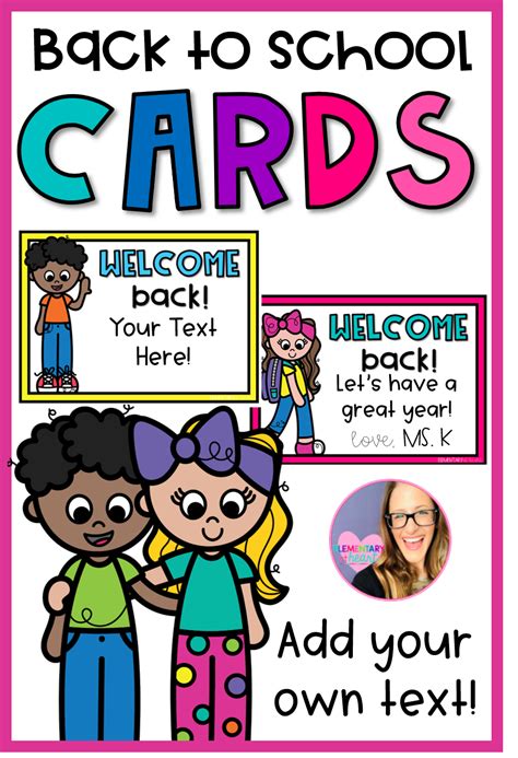 Back to School Cards | Back to school, Elementary lesson, Teachers pay teachers seller