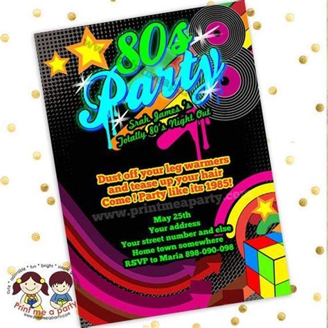 80s Theme Party Invitations, Printable 80s Theme #papergoods @EtsyMktgTool #80sthemeparty ...