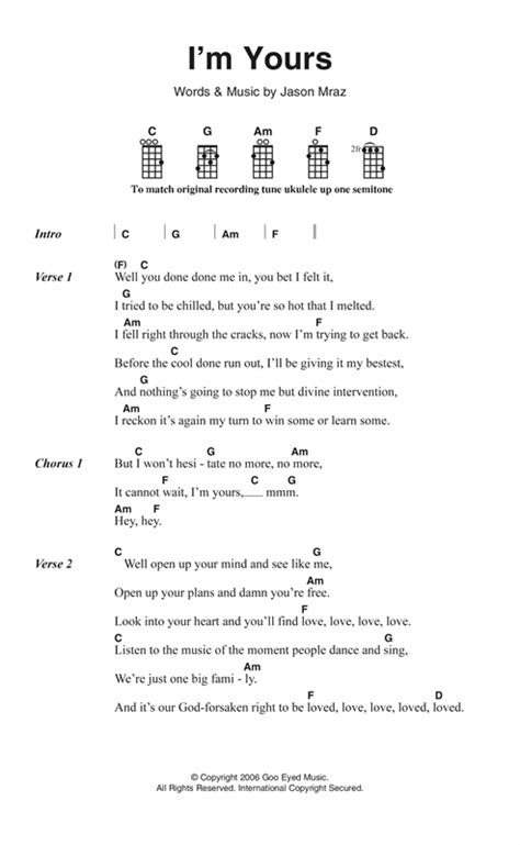 Ukulele : im yours ukulele chords and lyrics Im Yours Ukulele Chords , Im Yours Ukulele‚ Im ...