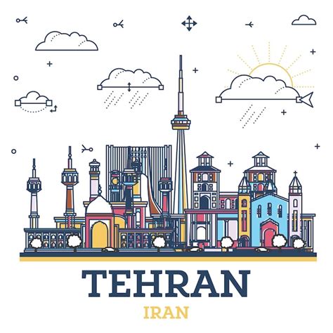 Premium Vector | Outline Tehran Iran City Skyline with Colored Historic Buildings Isolated on ...