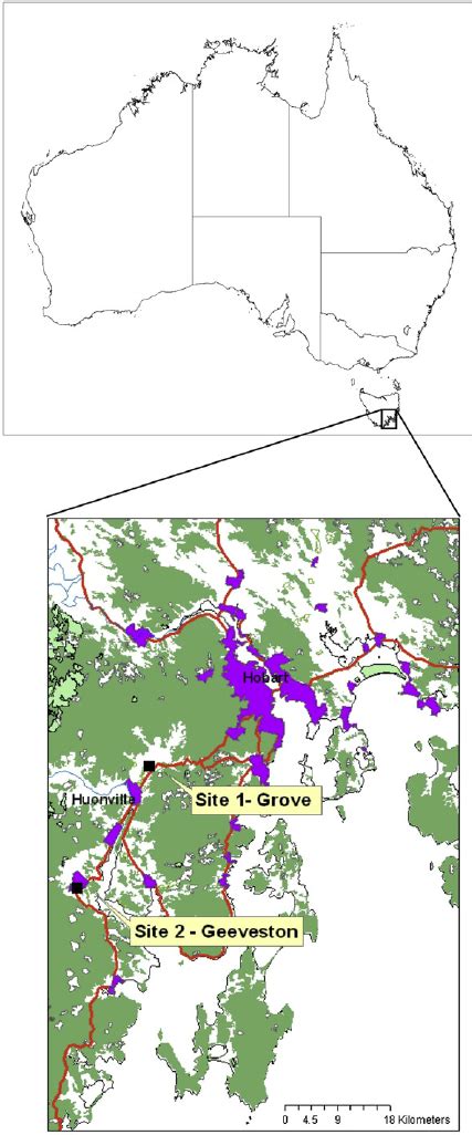 Map of Huon Valley, Tasmania and monitoring sites. | Download Scientific Diagram