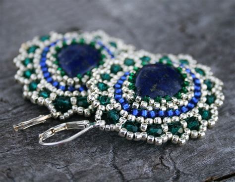 Lapis Lazuli Earrings, Dangle Earrings, Statement Earrings, Beadwoven ...