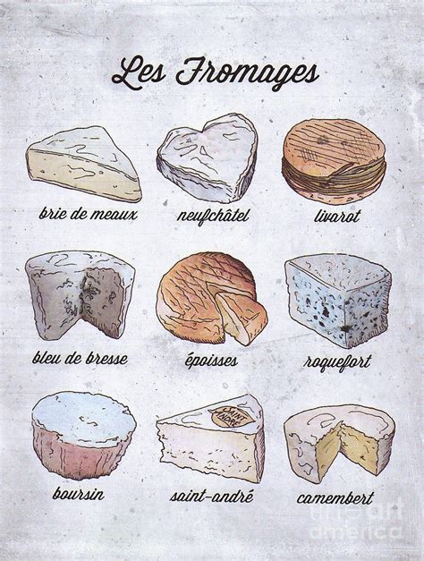 The Cheeses of France vintage French Cheese guide Painting by Tina ...