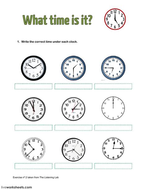 Telling the time interactive and downloadable worksheet. You can do the exercises online or ...