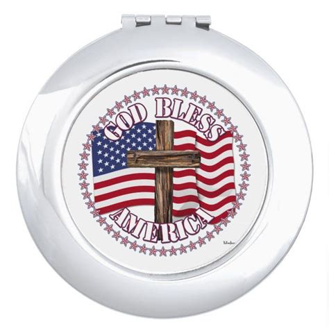 God Bless America and Cross With USA Flag 50 Stars Makeup Mirror | Zazzle | God bless america ...