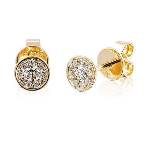 Bezel Set Cluster Diamond Studs - yellow - Holloway Diamonds