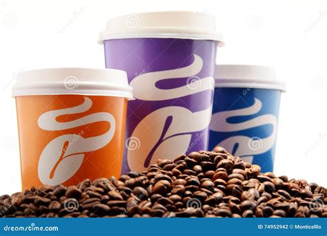 Composition with Tchibo Coffee Cups and Beans Editorial Photography - Image of logo, hamburg ...