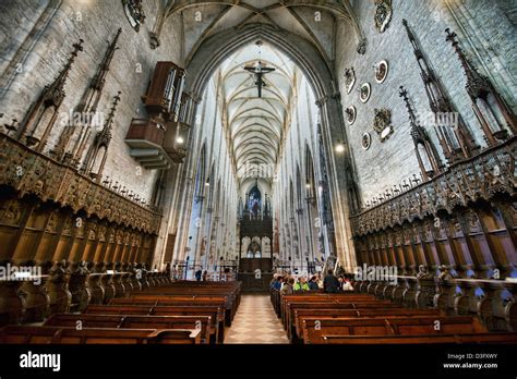 The interior of Ulm Minster in Germany a Gothic church begun in the ...