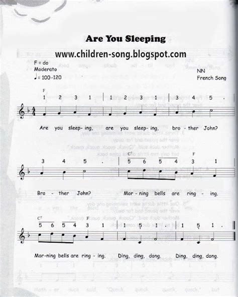 Are You Sleeping Song with Notes and Chords