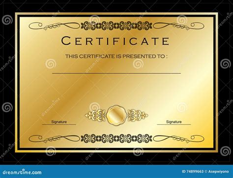 Gold Certificate / Diploma Award Template Stock Illustration ...