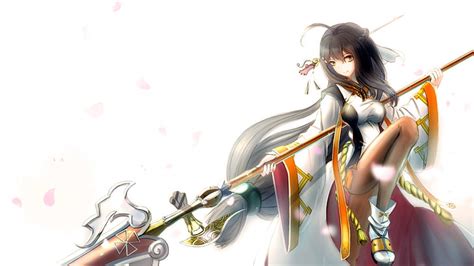 HD wallpaper: anime, anime girls, spear, artwork, Elsword, white background | Wallpaper Flare