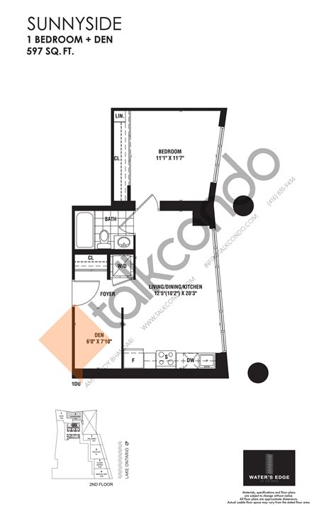 Water's Edge at the Cove Condos | Sunnyside | 597 sq.ft. | 1.5 bedrooms