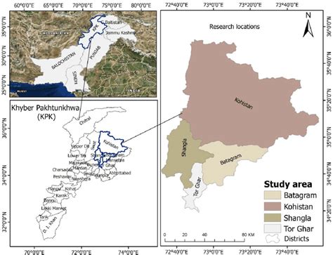 Map of Pakistan and Khyber Pakhtunkhwa showing the research locations ...