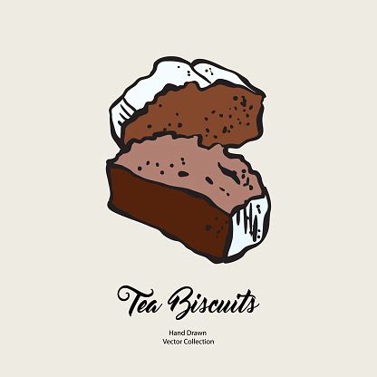 Pound Cake Chunks Isolated Hand Drawn Vector Line Illustration Old Style Vector Tea Chocolate ...