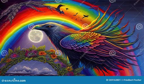 Celestial Rainbow Raven, Vision, Protector, Spirit, Tribal Style ...