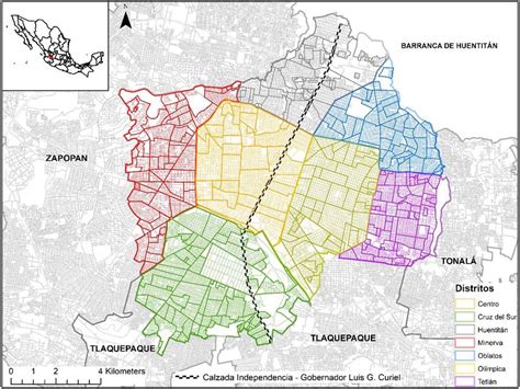 1. Ordenamiento territorial de la ciudad de Guadalajara. Distritos y... | Download Scientific ...