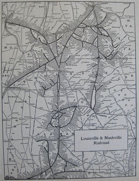 1922 LOUISVILLE and NASHVILLE RAILROAD Map Antique 1900s