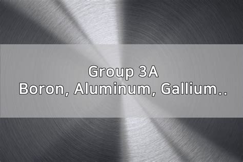 The Summary Group 3A elements : Boron, Aluminum, Gallium, Indium, Thallium