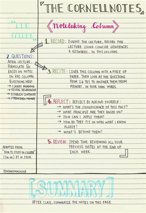 Study like a pro • pensandmachine: A guide to the Cornell... | College notes, School study tips ...