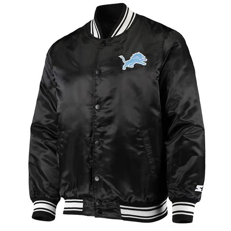 Starter Satin Locker Room Detroit Lions Black Jacket - Jackets Masters