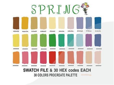 Spring Color Palette Color Palette Seasons iPad Procreate - Etsy