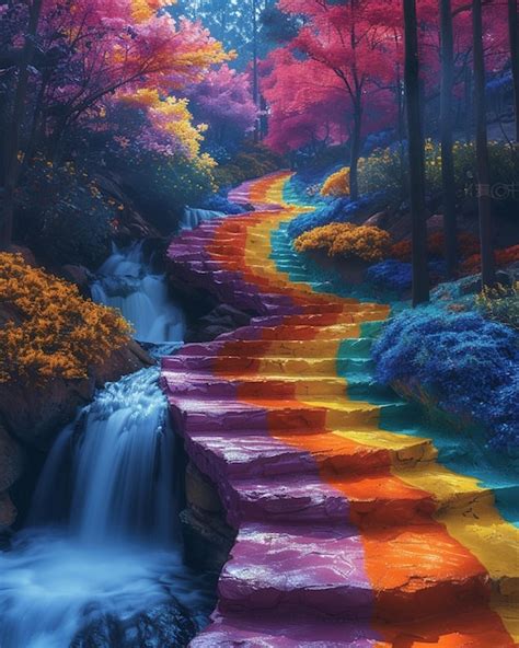 Premium Photo | A Surreal Landscape RainbowColored Wallpaper