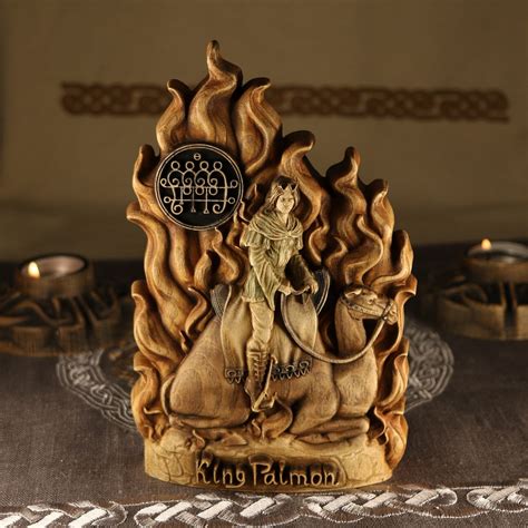 Paimon, King Paimon, Goetia, Lucifer Altar, Satan Statue, Satanic Demon Occult Wooden Statue ...