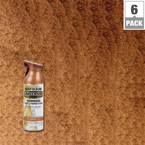 Rust-Oleum Universal 12 oz. All Surface Hammered Copper Spray Paint and Primer in One (6-Pack ...