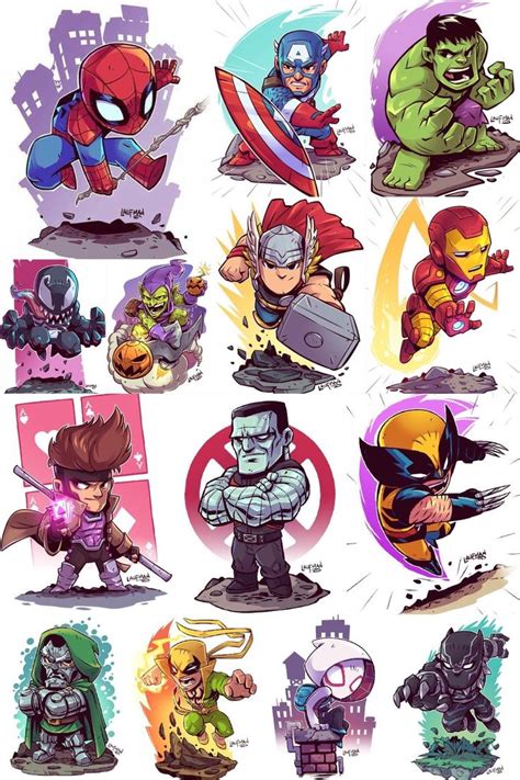 Marvel Characters by Derek Laufman | Супергерои, Иллюстрации, Милые рисунки