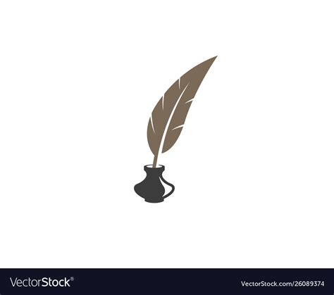 Creative abstract feather ink bottle logo design Vector Image