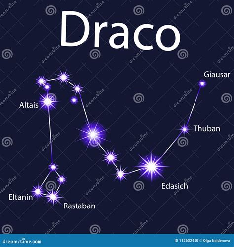 Constellation Draco with Stars in the Night Stock Vector - Illustration of cosmic, science ...