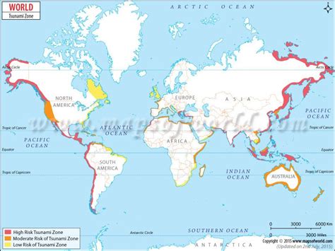 World Map - Tsunami Zones | Tsunami, Map globe, Map